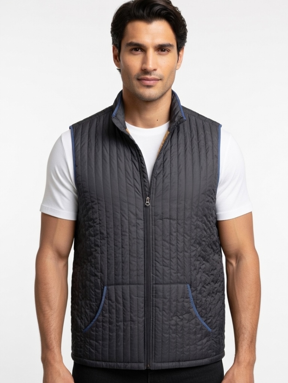 Men's Mutual Weave Quilted Zip Vest in Charcoal - Classic Layering (Size:3xlt)